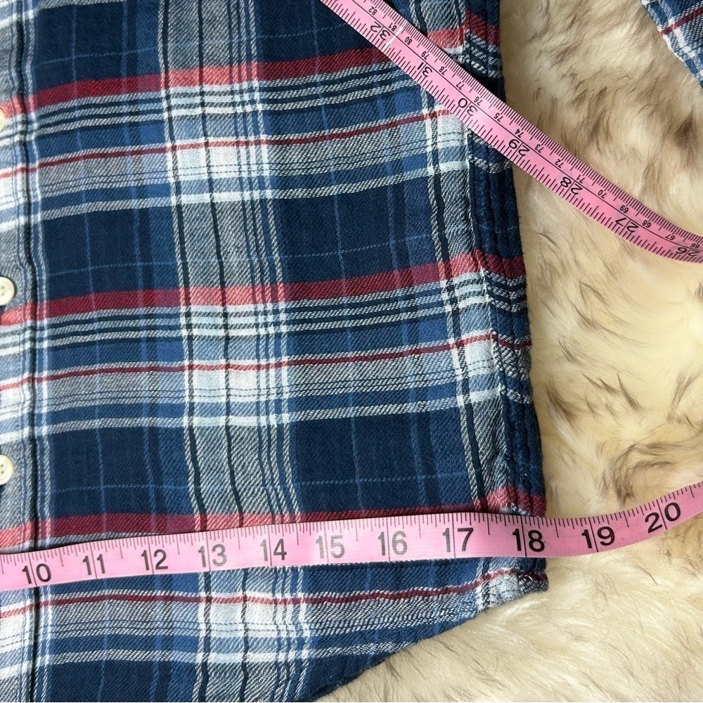 Abercrombie & Fitch Men’s XS Muscle Flannel Y2K Blue/Red Plaid Soft Button Up - Picture 14 of 15
